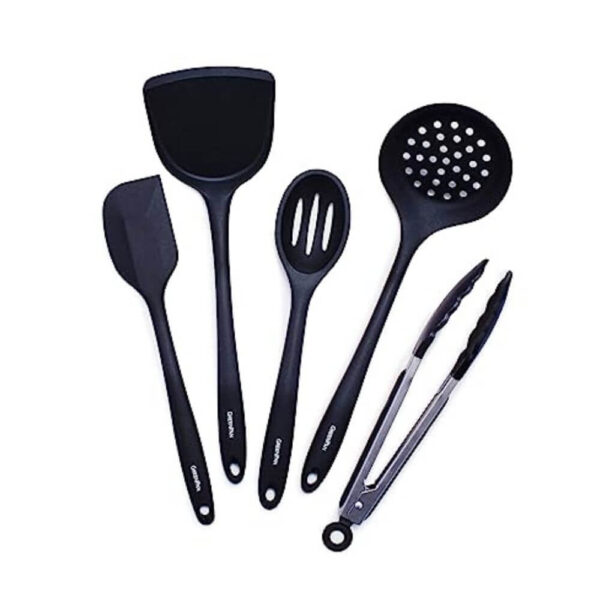 GreenPan 5 Piece Cooking Utensil Set, Flexible Nonstick Silicone, Stain-Free