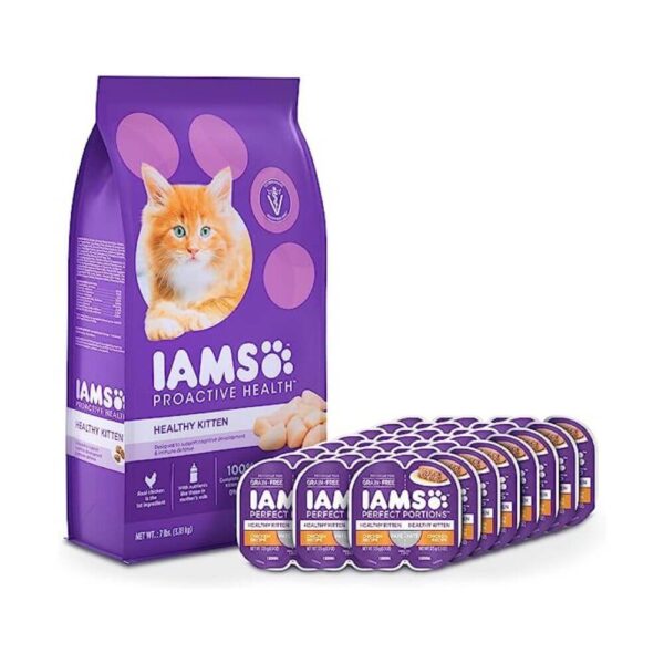 Iams Proactive Health Healthy Kitten Dry Cat Food and Grain Free Paté Wet Cat Food